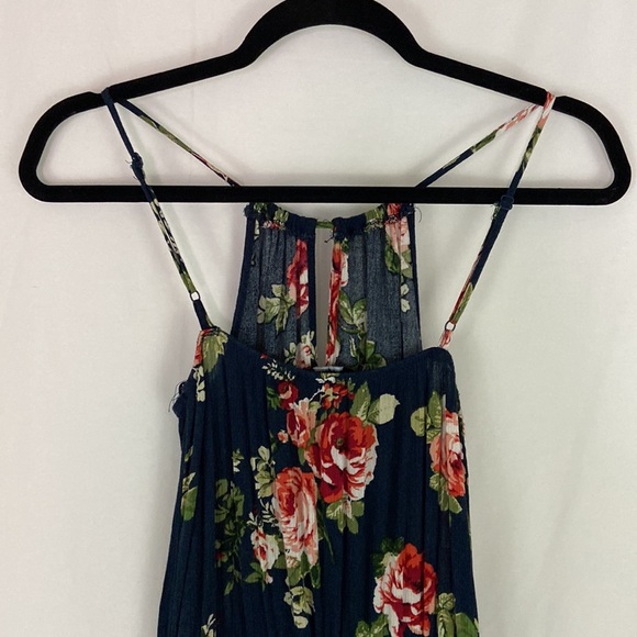 Ambiance Navy Blue Floral Print Sleeveless Jumpsuit Size Small - Picture 5 of 8